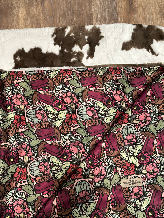 Cactus Blossom with White and Brown Blanket