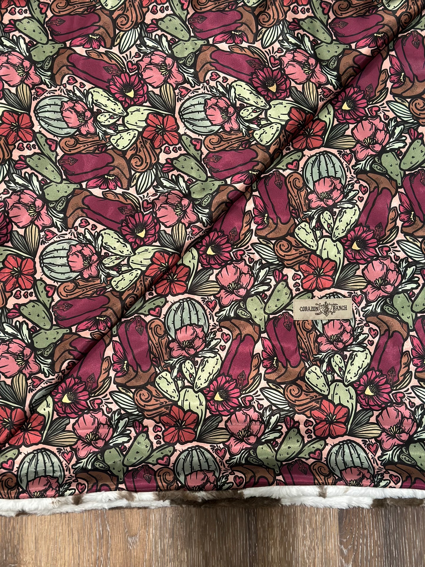 Cactus Blossom with White and Brown Blanket