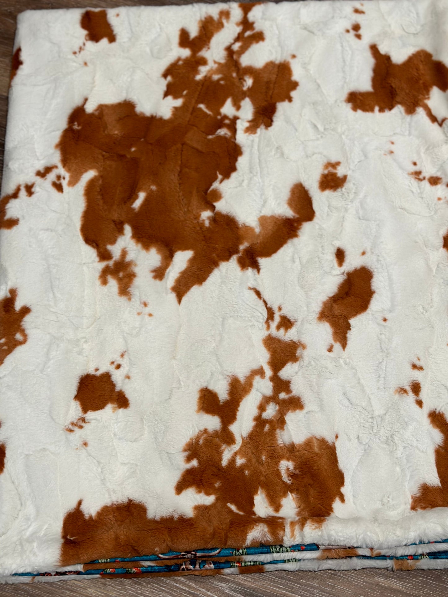 Long Horn Turquoise with Rust Cowhide